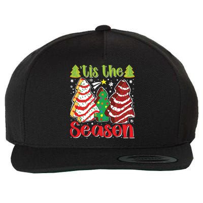 Funny Tis The Season Christmas Tree Cakes Debbie Wool Snapback Cap