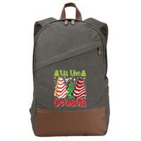 Funny Tis The Season Christmas Tree Cakes Debbie Cotton Canvas Backpack