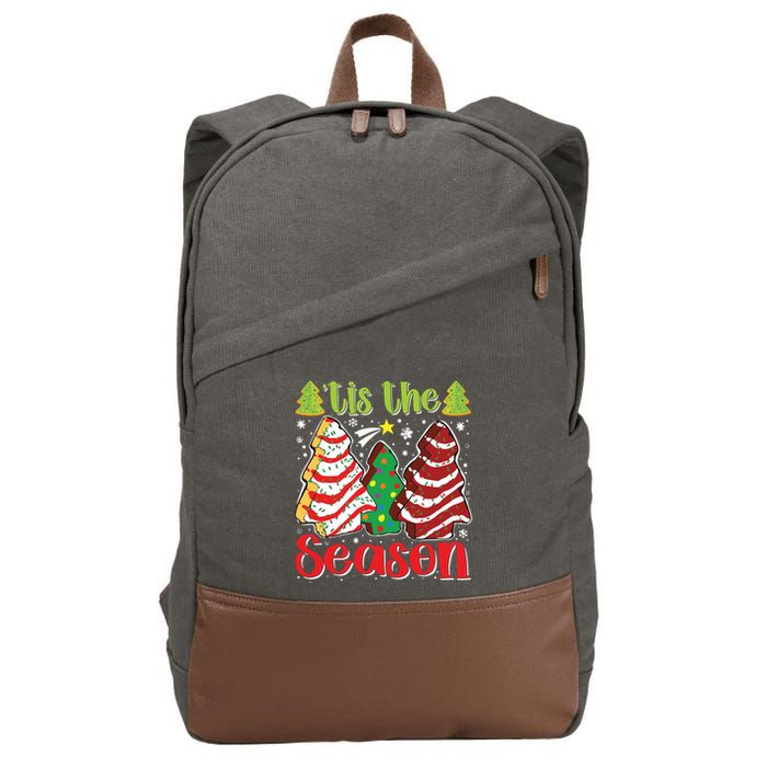 Funny Tis The Season Christmas Tree Cakes Debbie Cotton Canvas Backpack