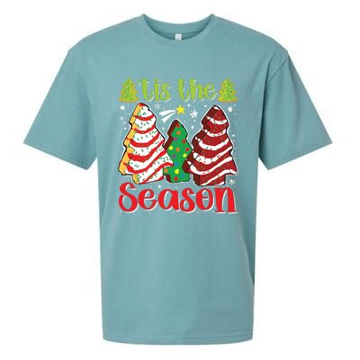 Funny Tis The Season Christmas Tree Cakes Debbie Sueded Cloud Jersey T-Shirt