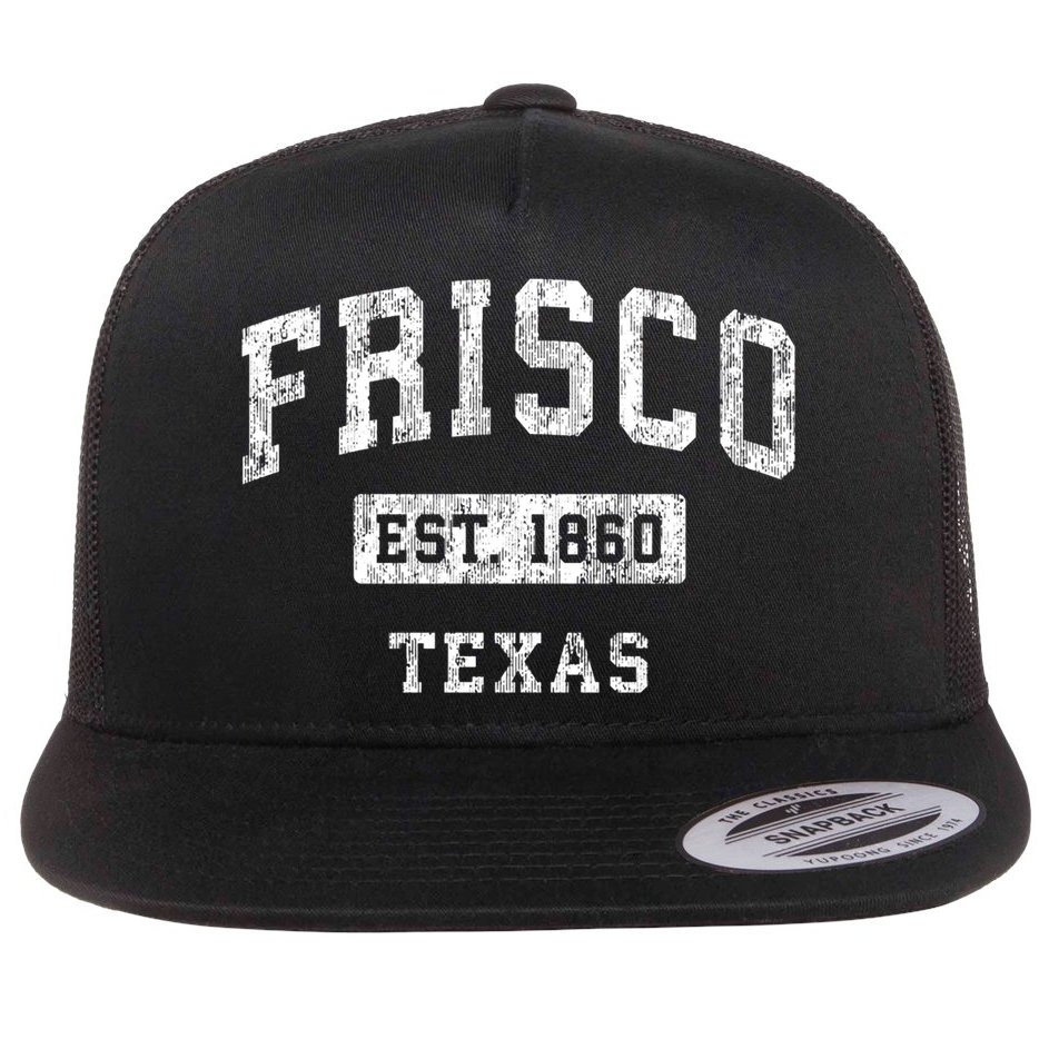 Frisco Texas Tx Vintage Established Sports Flat Bill Trucker Hat