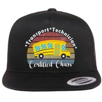 Funny Transport Technician Certified Chaos School Bus Flat Bill Trucker Hat