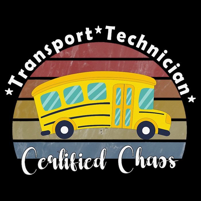 Funny Transport Technician Certified Chaos School Bus Flat Bill Trucker Hat