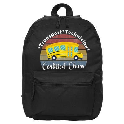 Funny Transport Technician Certified Chaos School Bus 16 in Basic Backpack