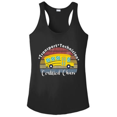 Funny Transport Technician Certified Chaos School Bus Ladies PosiCharge Competitor Racerback Tank