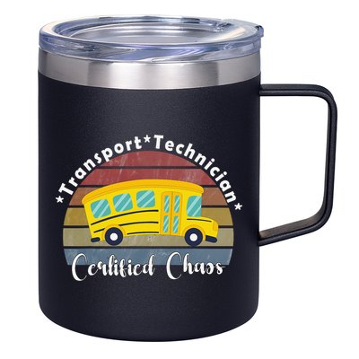 Funny Transport Technician Certified Chaos School Bus 12oz Stainless Steel Coffee Mug