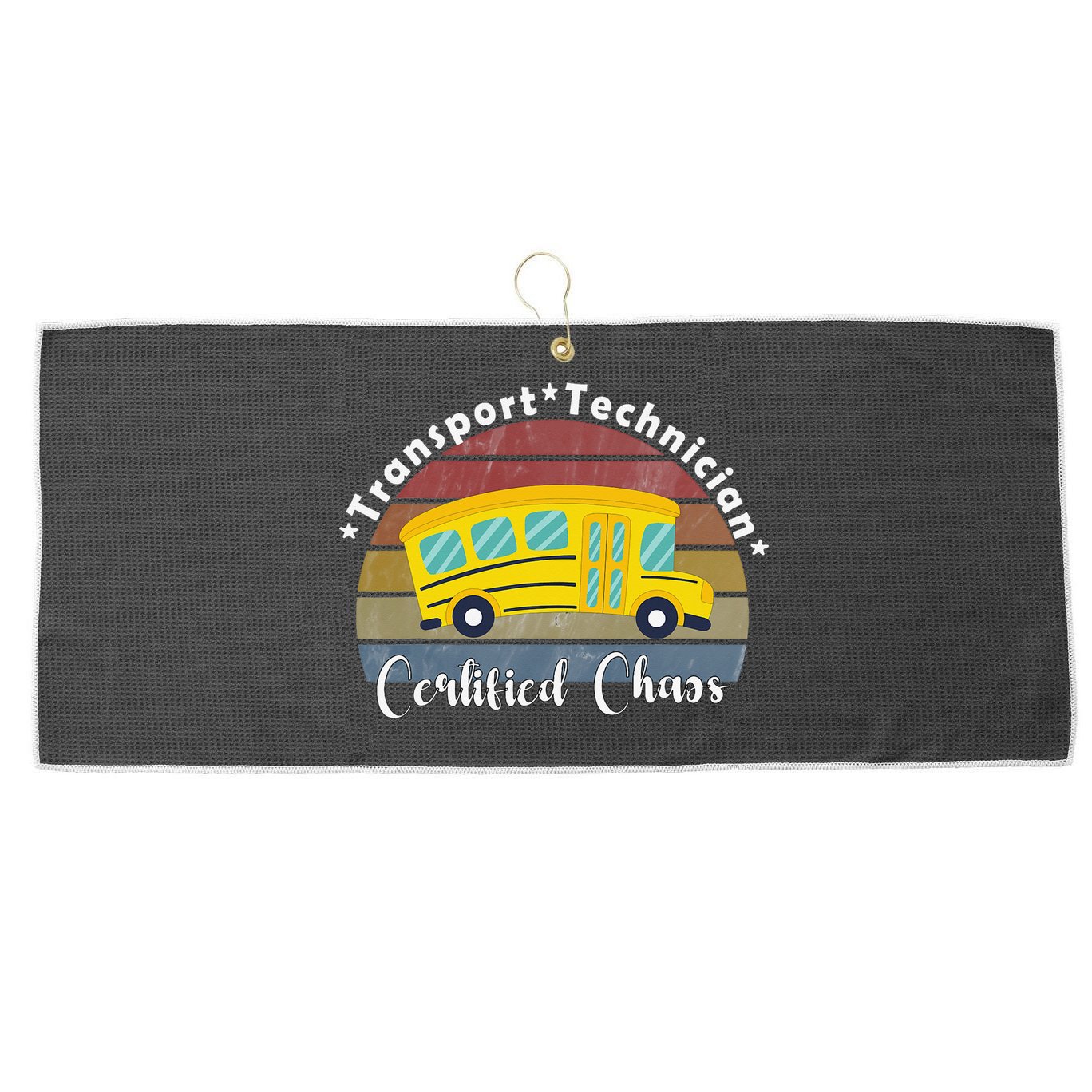 Funny Transport Technician Certified Chaos School Bus Large Microfiber Waffle Golf Towel