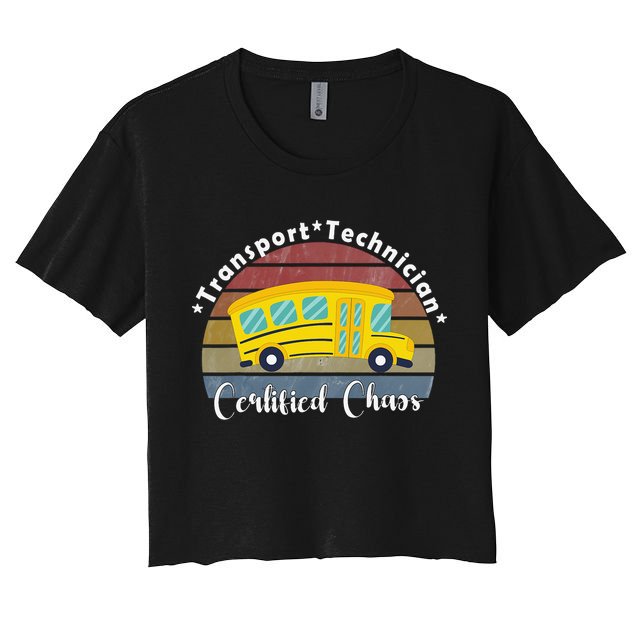 Funny Transport Technician Certified Chaos School Bus Crop Top