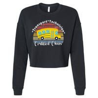 Funny Transport Technician Certified Chaos School Bus Cropped Pullover Crew