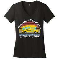 Funny Transport Technician Certified Chaos School Bus Women's V-Neck T-Shirt