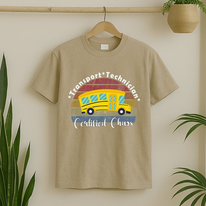 Funny Transport Technician Certified Chaos School Bus T-Shirt