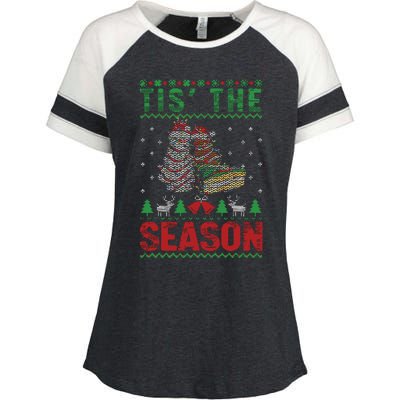 Funny Tis The Season Christmas Tree Cakes Debbie Enza Ladies Jersey Colorblock Tee