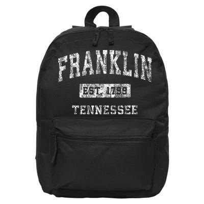 Franklin Tennessee Tn Vintage Established 16 in Basic Backpack