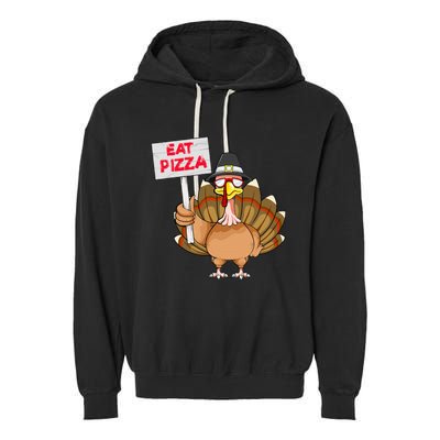 Funny Thanksgiving Turkey Pizza Sign Garment-Dyed Fleece Hoodie