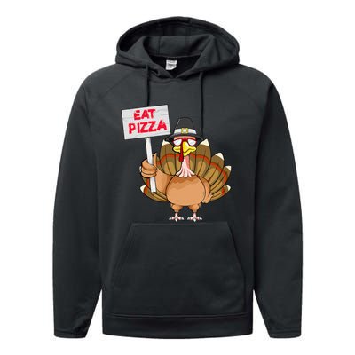 Funny Thanksgiving Turkey Pizza Sign Performance Fleece Hoodie