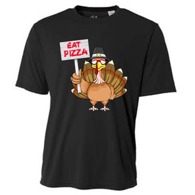 Funny Thanksgiving Turkey Pizza Sign Cooling Performance Crew T-Shirt