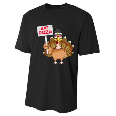 Funny Thanksgiving Turkey Pizza Sign Performance Sprint T-Shirt