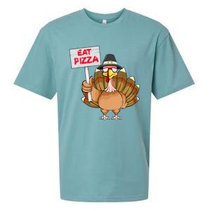 Funny Thanksgiving Turkey Pizza Sign Sueded Cloud Jersey T-Shirt