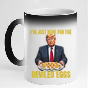 Funny Trump Thanksgiving IM Just Here For The Deviled Eggs 11oz Black Color Changing Mug