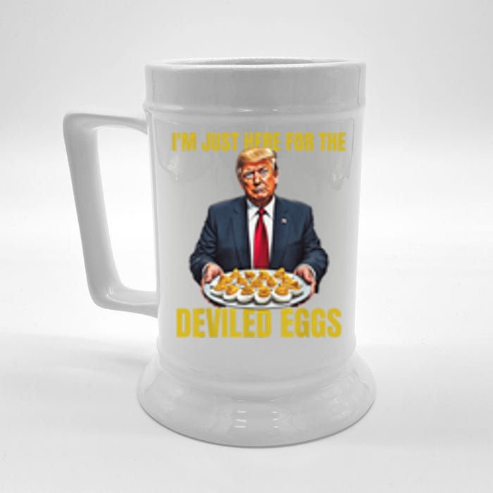 Funny Trump Thanksgiving IM Just Here For The Deviled Eggs Beer Stein