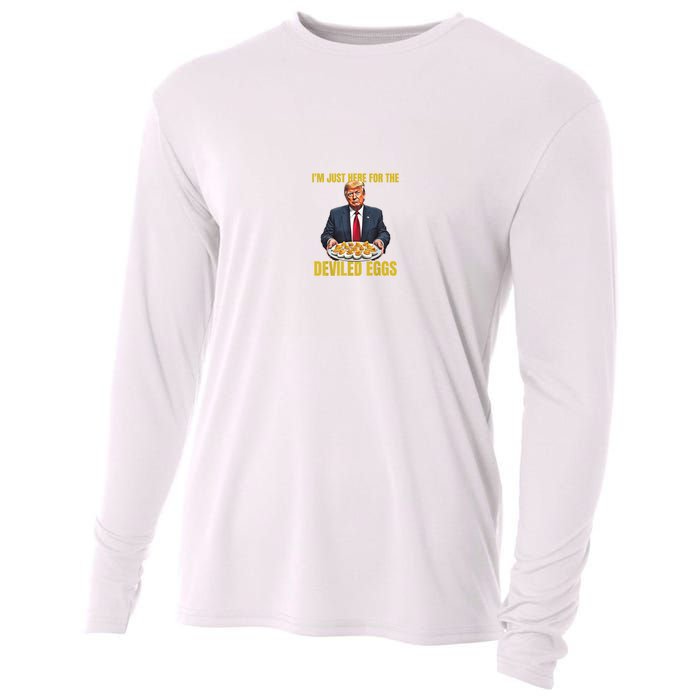 Funny Trump Thanksgiving IM Just Here For The Deviled Eggs Cooling Performance Long Sleeve Crew