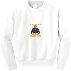 Funny Trump Thanksgiving IM Just Here For The Deviled Eggs Kids Sweatshirt