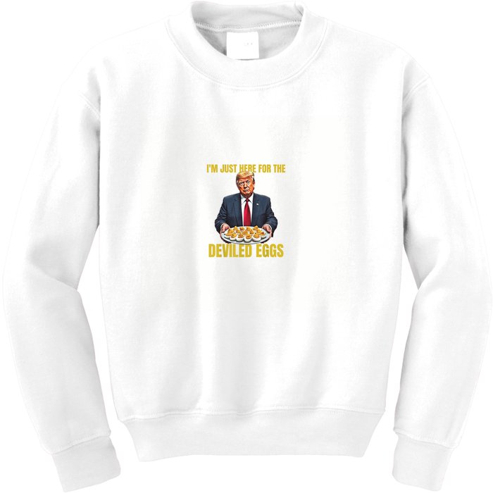 Funny Trump Thanksgiving IM Just Here For The Deviled Eggs Kids Sweatshirt