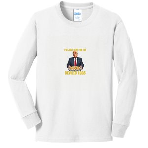 Funny Trump Thanksgiving IM Just Here For The Deviled Eggs Kids Long Sleeve Shirt