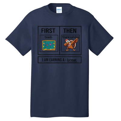 First Teach Then Thanksgiving IM Earning A Break Teacher Tall T-Shirt