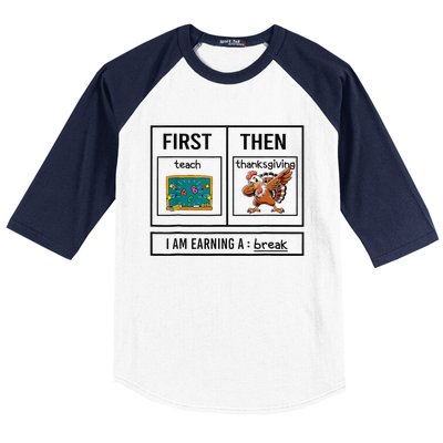 First Teach Then Thanksgiving IM Earning A Break Teacher Baseball Sleeve Shirt