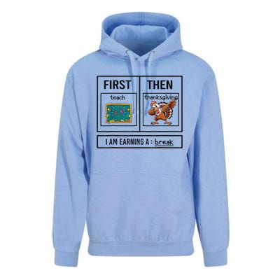 First Teach Then Thanksgiving IM Earning A Break Teacher Unisex Surf Hoodie