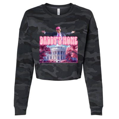 Funny Trump Take America Back DaddyS Home Trump Pink 2024 Cropped Pullover Crew