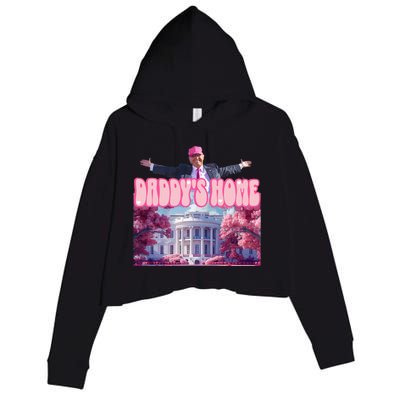 Funny Trump Take America Back DaddyS Home Trump Pink 2024 Crop Fleece Hoodie