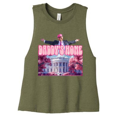 Funny Trump Take America Back DaddyS Home Trump Pink 2024 Women's Racerback Cropped Tank