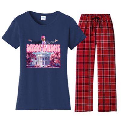 Funny Trump Take America Back DaddyS Home Trump Pink 2024 Women's Flannel Pajama Set