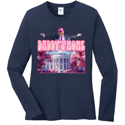 Funny Trump Take America Back DaddyS Home Trump Pink 2024 Ladies Long Sleeve Shirt