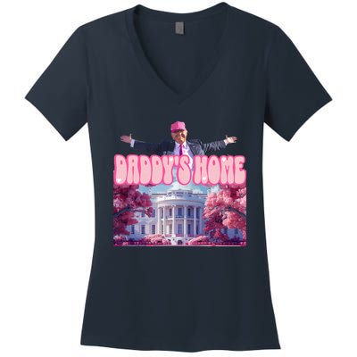 Funny Trump Take America Back DaddyS Home Trump Pink 2024 Women's V-Neck T-Shirt