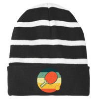 Funny Table Tennis Design For Men Women Ping Pong Players Striped Beanie with Solid Band