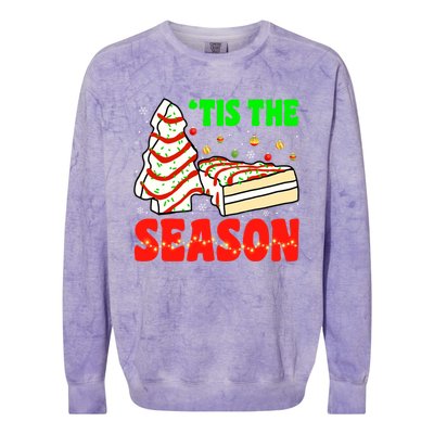 Funny 'Tis The Season Xmas Snack Tree Holiday Christmas Cake Gift Colorblast Crewneck Sweatshirt