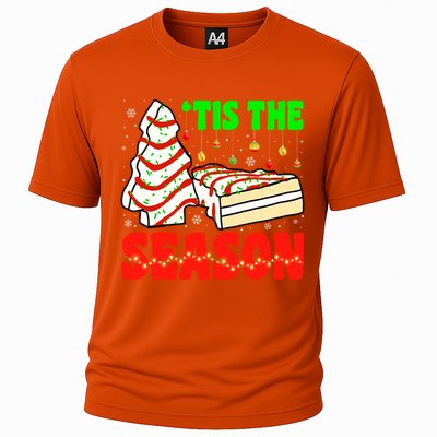 Funny 'Tis The Season Xmas Snack Tree Holiday Christmas Cake Gift Cooling Performance Crew T-Shirt