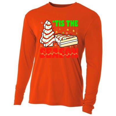 Funny 'Tis The Season Xmas Snack Tree Holiday Christmas Cake Gift Cooling Performance Long Sleeve Crew