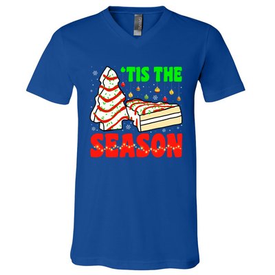 Funny 'Tis The Season Xmas Snack Tree Holiday Christmas Cake Gift V-Neck T-Shirt