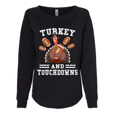 Funny Thanksgiving Turkey And Touchdowns Football Boys Womens California Wash Sweatshirt