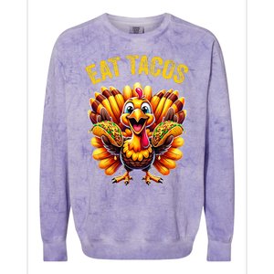 Funny Thanksgiving Turkey Eat Tacos Mexican Thanksgiving Fun Colorblast Crewneck Sweatshirt