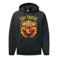 Funny Thanksgiving Turkey Eat Tacos Mexican Thanksgiving Fun Performance Fleece Hoodie