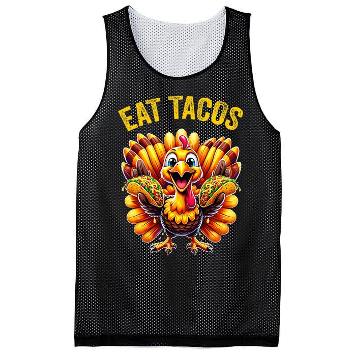 Funny Thanksgiving Turkey Eat Tacos Mexican Thanksgiving Fun Mesh Reversible Basketball Jersey Tank