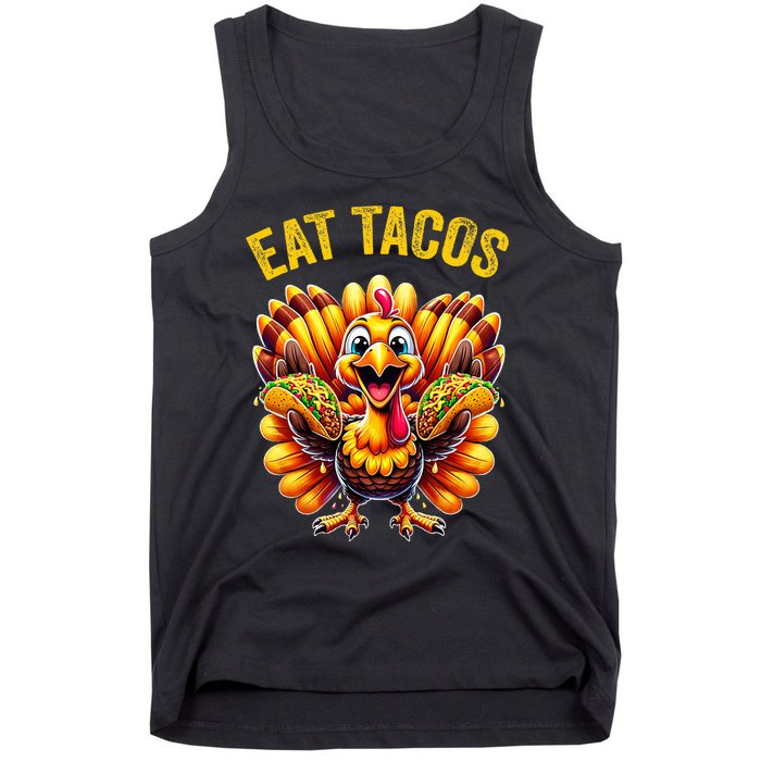 Funny Thanksgiving Turkey Eat Tacos Mexican Thanksgiving Fun Tank Top