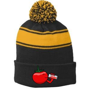 Funny Tomato Tomato Juice Vegetables Stripe Pom Pom Beanie