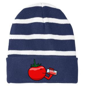 Funny Tomato Tomato Juice Vegetables Striped Beanie with Solid Band