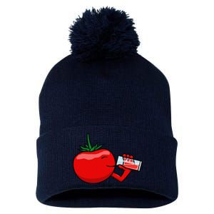 Funny Tomato Tomato Juice Vegetables Pom Pom 12in Knit Beanie